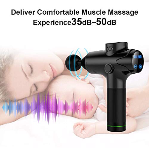 Massage Gun Deep Tissue Percussion Muscle Massager for Pain Relief, Handheld Electric Body Massager Sports Drill Portable Super Quiet Brushless Motor,20 Adjustable Speed (Black) - Thumbnail 6