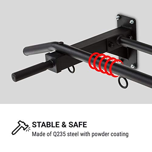 Klarfit Pro X Pull Up Bar • Chin Ups • 3 Grip Positions • Hangers for Punching Bags, Power Ropes, Sling Trainers • Wall Mounting • Heavy Duty Anchors • Max. Load: 770 lb • Powder-Coated Steel • Black - Thumbnail 7