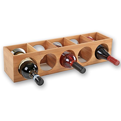 Gräfenstayn® 30543 Stackable Bamboo Wine Rack Cube for 5 Bottles, Free
