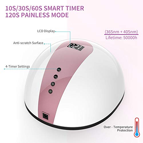 Liberex UV Nail Lamp - LED Nail Dryer, Professional Curing Light with Smart Sensor, LCD Display, 4 Timer Settings for all Fingernail & Toenail Gel Nail Polish