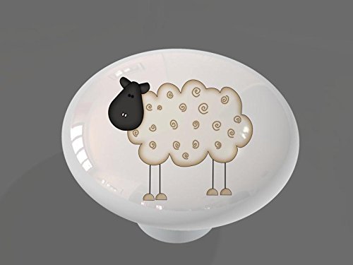 Funny Sheep High Gloss Ceramic Drawer Knob