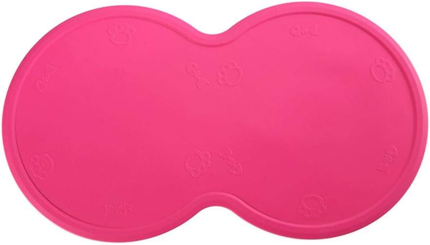WXLAA Grade Silicone Pet Feeding Mat Waterproof Non Slip Cats Dogs Food Water Twin Bowl Placemat
