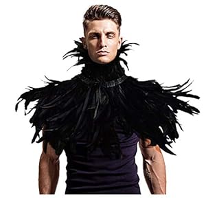 L'vow Gothic Black Feather Shrug Cape Shawl Halloween Costume for Men (Style -02)