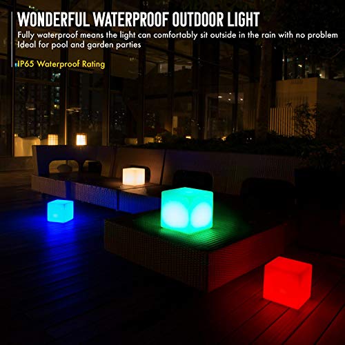 INNOKA 15.8-Inch Extra Large LED Cube Light, IP65 Waterproof Cordless & Rechargeable Decorative Dimmable Mood Lamp Remote Control [16 RGB Color Changing] [4 Lighting Effects] for Pool, Outdoor, Party - Thumbnail 7