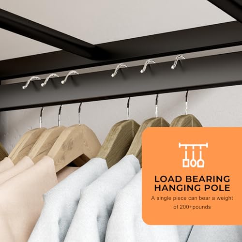 Beauenty Portable Folding Wardrobe Closet with Fabric Cover, Heavy Duty Portable Wardrobe Closet with Shelves & Hanging Rail, Wardrobe Storage for Bedroom, One Piece Folding Design, Strong & Stable
