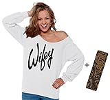 Awkwardstyles Wifey Off the Shoulder Oversized Slouchy Sweater Sweatshirt Black