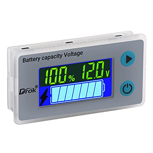 12V Battery Capacity Monitor, DROK 10-100V 24V 36V