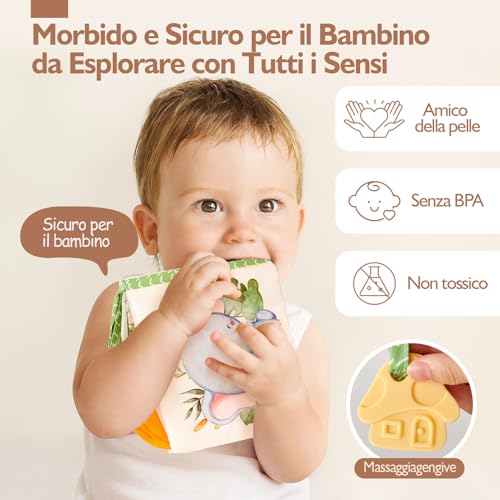 hahaland Baby Fabric Books 0-6 Months – Soft Interactive Animals Tactile Booklet with Mirror – Sensory Tummy Time Baby Stroller Toys