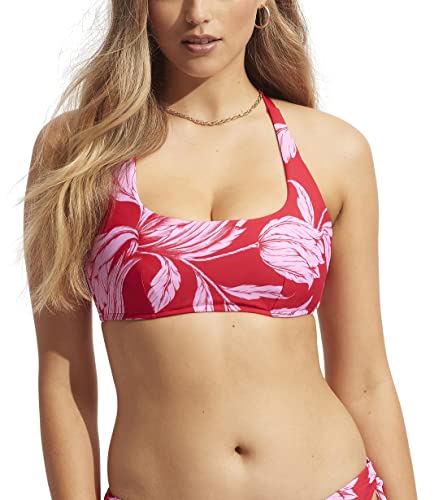 Seafolly Women's DD Cup Scoop Neck Halter Bikini Top Swimsuit