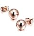 925 Solid Sterling Silver Ball Ear Studs in Gold & Rose Gold Color with Butterfly Backing in Diferent Sizes 3,4,5,6,8,10 & 12 Mm (Rose-gold-and-sterling-silver, 10 Millimeters)