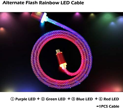 Alternate Flash LED Light UP Micro USB Cable - Cell Phone USB Cable - 3.3 ft - High Speed Sync And Quick Charing USB Cables For Samsung Galaxy Nexus HTC E Book Reader(Red)