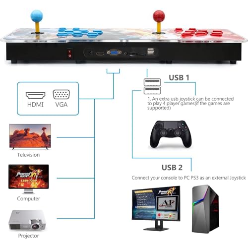 Best brose 30000 Classic Arcade Game Machine 2 Players Pandoras Box 11 1280x720 Full HD Video Game Console with Arcade Joystick Support HDMI VGA Output