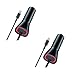Zelta Trading 11 Two Pack of Apple Iphone 7 7 Plus 6 6+ 6S+ SE 5 5S New Rapid Fast Car Charger-5 Foot Coiled Cord 5v/2.4 Amp-Black-Red