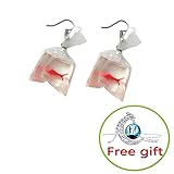 Women Funny Goldfish Water Bag Shape Dangle Hook Earrings Female Charm Jewelry