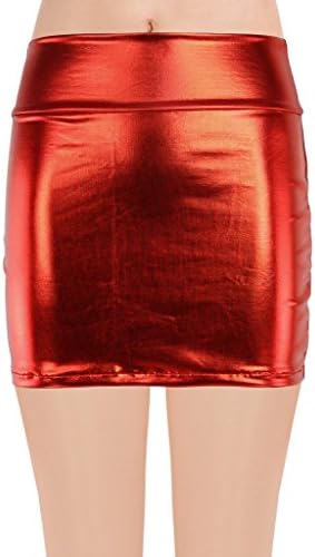 Appcome Women's Seamless Skinny fit Pull-On Closure Mini Skirt Red
