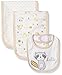 Rene Rofe Baby Little Kids 3 Pack Burp Cloths and Bib Set, Woodland Pals, Newborn