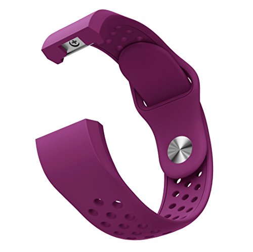MoreToys Silicone Adjustable Replacement Accessory Sport Watch Band Wrist Strap Bracelet for Fitbit Charge 2 Fitness Wristband (Large, Purple)