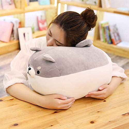 LtrottedJ Anime Shiba Inu Plush Stuffed Sotf Pillow Doll Cartoon Doggo Cute Shiba Soft Toy (Gray)