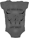 Do You Even Lift Bro With Muscles Funny Baby Romper Clothing In Gray (6 Month)
