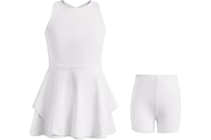 Handfrog Kids Girls Tennis Golf Dress Outfit Sleeveless Dress with Shorts Pockets 2 Piece Sport Athletic Sets