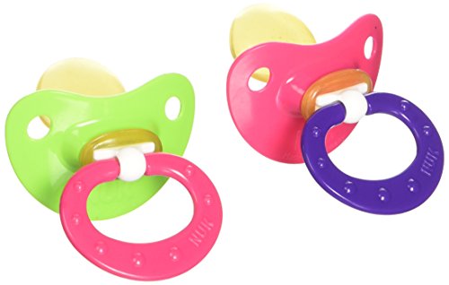 NUK Natural Shape Orthodontic Pacifiers, Latex, 18-36 Months Assorted Colors Color May Vary 2 ea