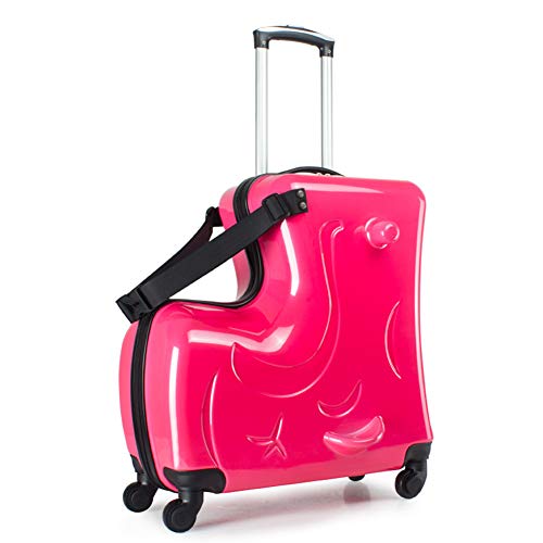 O-Toys 2 in 1 Kids Luggage Ride-On Organizer Carry-On Travel Bag with Traction Rope Waterproof Toys Storage Box, Large Pink