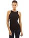 PattyBoutik Women's Crew Neck Sleeveless Ribbed Knit Top (Black M)