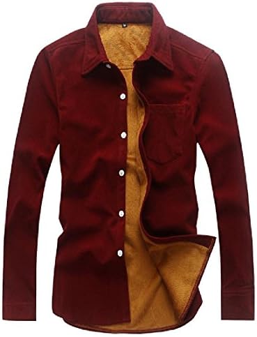 GodeyesMen Godeyes Men's Warm Solid Classic Lapel Plus Velvet Button-Down Shirts