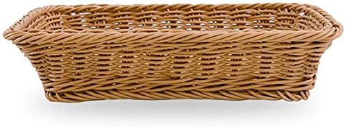 gshhd0 Wicker Hamper Basket,Rectangular Wicker Bread Basket Imitation Rattan Tray Display Decoration Baskets for Bread,Fruit, Vegetables(40X30X8cm)