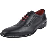 Mens Burnished Toe Genuine Leather Adults Lace Up Oxford Dress Shoes