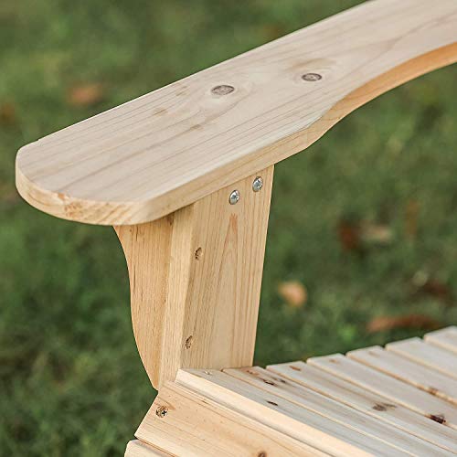 Romayard Wooden Adirondack Chair, Outdoor Fir Unpainted Wooden Chairs for Outdoor, Garden, Lawn, Deck Chair, Natural…