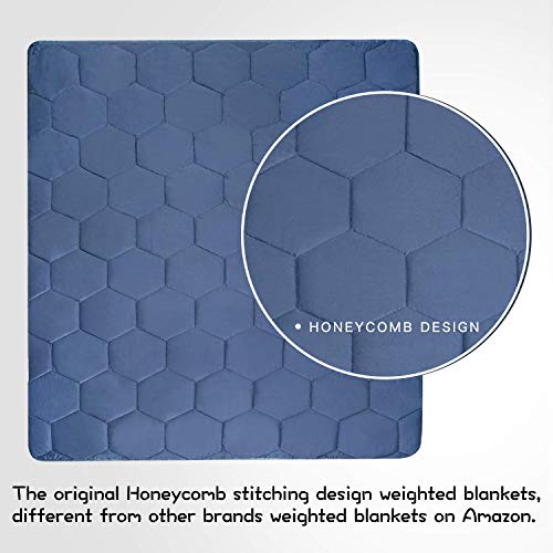 YEMYHOM 100% Cotton Weighted Blankets Adult 20 lbs 60"x80" Bed Couch Heavy Blankets Queen/King Size (Blue) - Thumbnail 5
