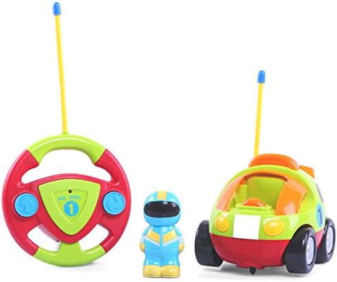 IreVoor Cartoon Race Car with Music and Lights Radio Control Toy Collision-resistant for Kids Baby Toddlers and Children Light Green