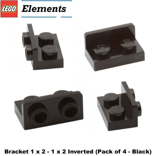 Lego-Parts-Bracket-1-x-2--1-x-2-Inverted-PACK-of-4--Black