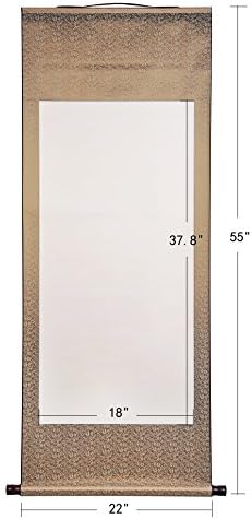 JZ003 Hmayart kakejiku Blank Mounting Hanging Scroll Chinese Rice Xuan Paper Art Wall Scrolls for Sumie and Calligraphy (55 Inch) (JZ003_Lise USA)