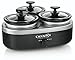 Crock-Pot 16-Ounce Little Triple Dipper Slow Cooker, Silver and Black, SCRMTD307-DK