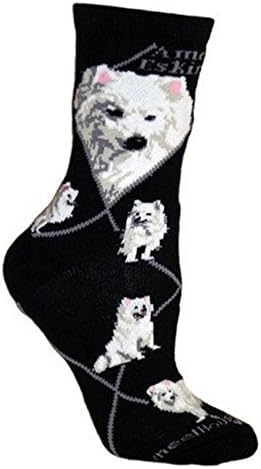 American Eskimo Dog Animal Socks On Black 9-11