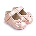 Weixinbuy Baby Girls PU Leather Princess Mary Jane Shoes Soft Sole Bowknot Shoes Rose Gold