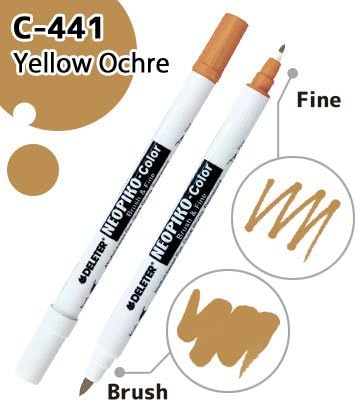 Neopiko-Color Marker [ Alcohol Based Ink, Dual Tip ][Color: (441) Yellow Ochre] for Professional Comic Manga Graphic Design and Illustration