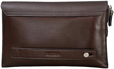 Sumcoa Mens Genuine Leather Big Clutch Bags Wristlet Handbag Organizer Wallet Business Checkbook High Capacity Soft Zipper Wallets