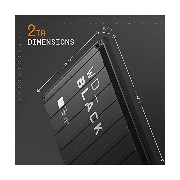 WD_BLACK P10 Game Drive 2 TB externe Festplatte (mobile und robuste High-Perfomance-Festplatte, für Konsole und PC, bis zu 125 Spiele speichern) Schwarz – Bild 3