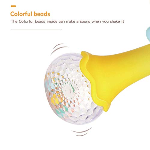 Rattles Toy Drum for Infants, Shaker Toy Musical rattles for Babies with Light up and Singing for boy or Girl Birthday Gift (Yellow)