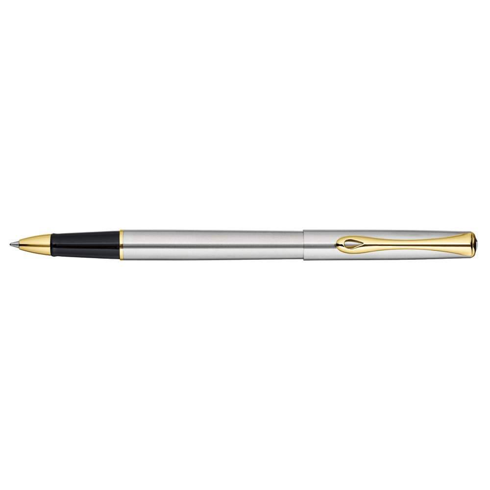 Diplomat - Traveller - Rollerball Pen - Chrome with Gold - Resistant and Elegant - High End - 5 Years Warranty