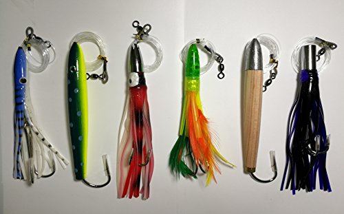 Cedar Plug–Tuna Feather–Jet Head Trolling Lures 6 Pieces Combo B