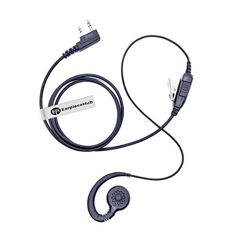 C-Shape Swivel Earpiece Police Security Headset inline PTT Mic Microphone Compatible with 2 Pin Baofeng 2 Way Radio.