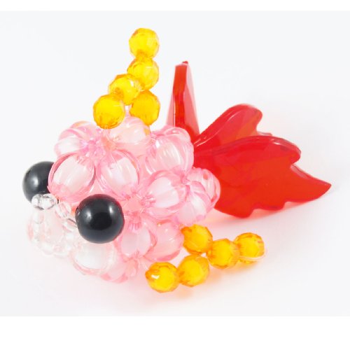 Handcraft Csystal Beaded Fish Goldfish Hanging Ornament Pink Red