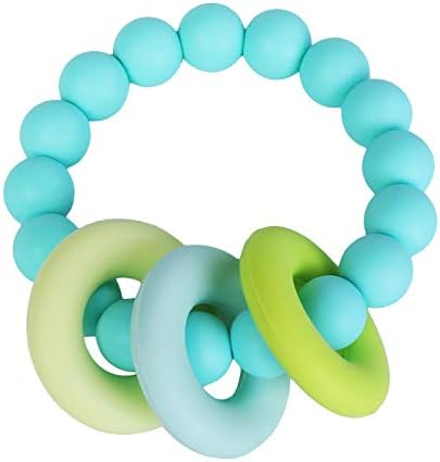 MBJERRY Baby Teether Teething Relief - Silicone Teething Ring Food-Grade Baby Teething Bracelet BPA-Free(Blue)
