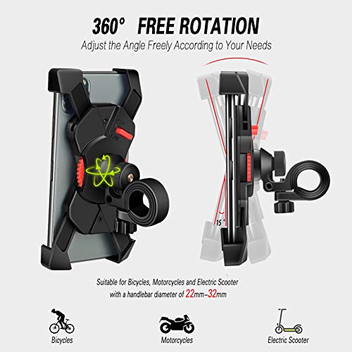 Grefay Fahrrad Handyhalterung Universal Motorrad Handy Halterung für 3,5-6,5 Zoll Smartphone mit 360° Drehbar – Bild 5