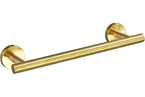 USHOWER Brushed Gold Hand Towel Bar, 9-Inch Towel Racks for Bathroom Wall-Mounted, SUS304 Stainless Steel Towel Rod (Total Length 12-Inch)