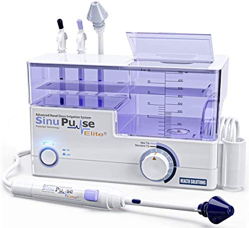 Health Solutions SinuPulse Elite Advanced Nasal Irrigation System with 30 SinuAir Saline Packets, Pulsating Nasal Congestion Relief & Sinus Rinse Machine, More Effective Than Neti Pot or Nose Spray